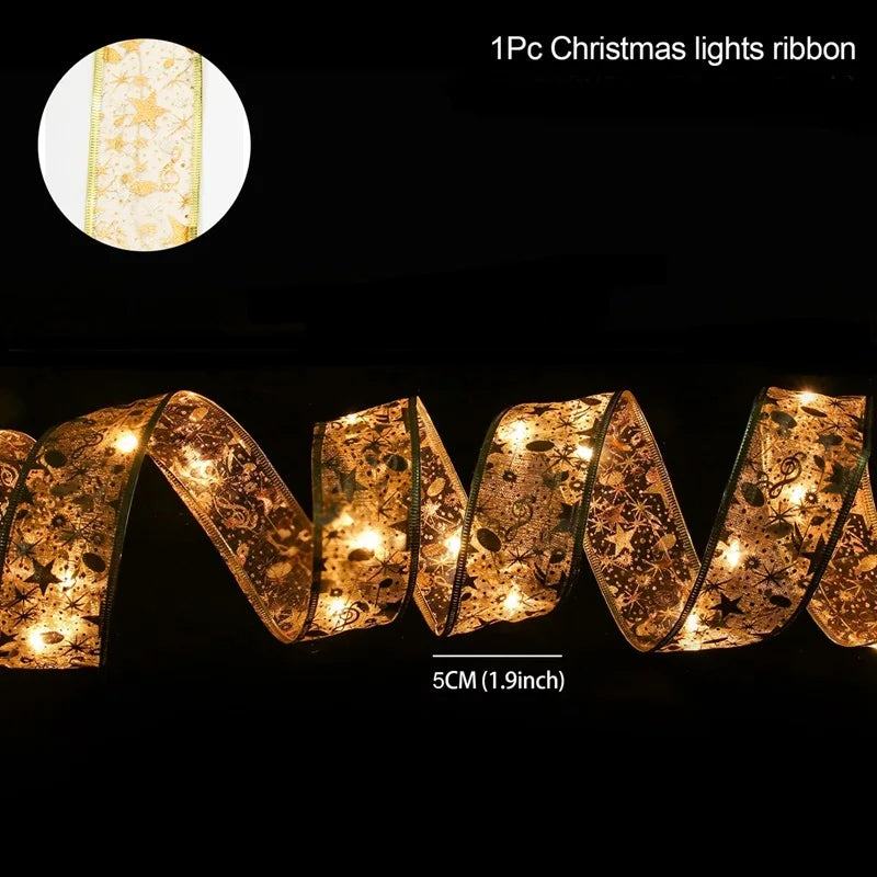 Christmas ribbon fairy lights
