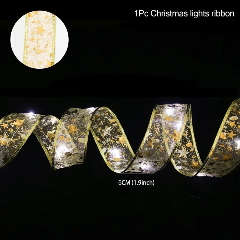 Christmas ribbon fairy lights