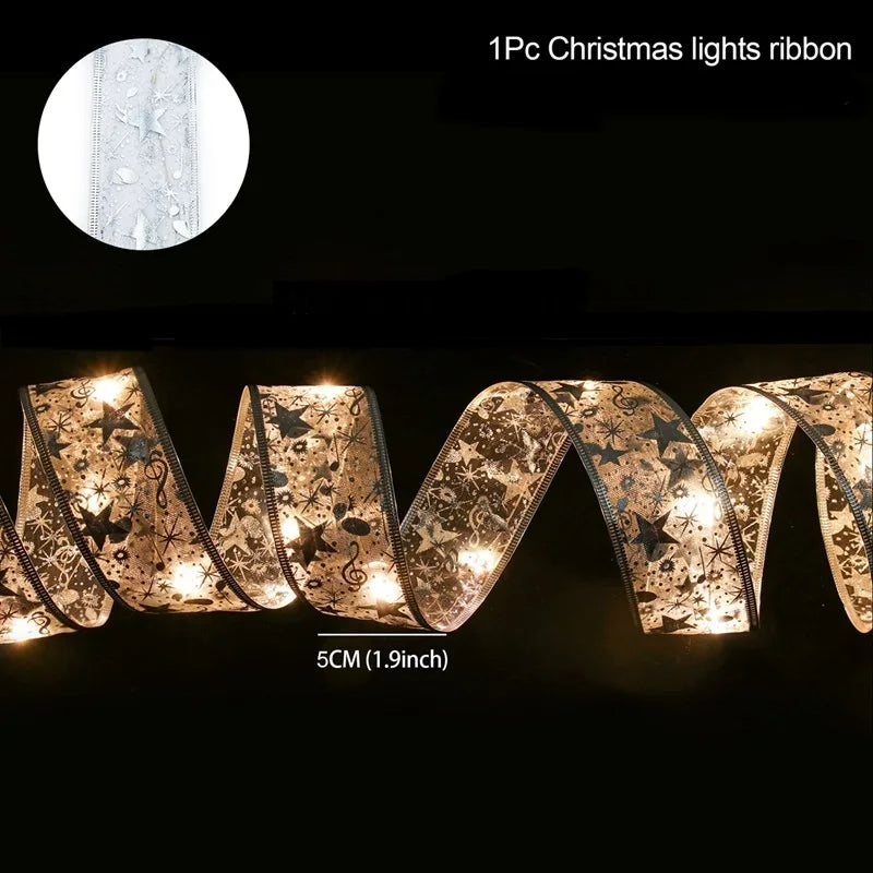 Christmas ribbon fairy lights