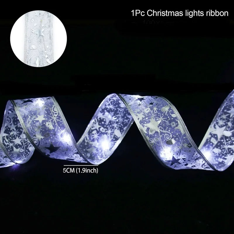 Christmas ribbon fairy lights