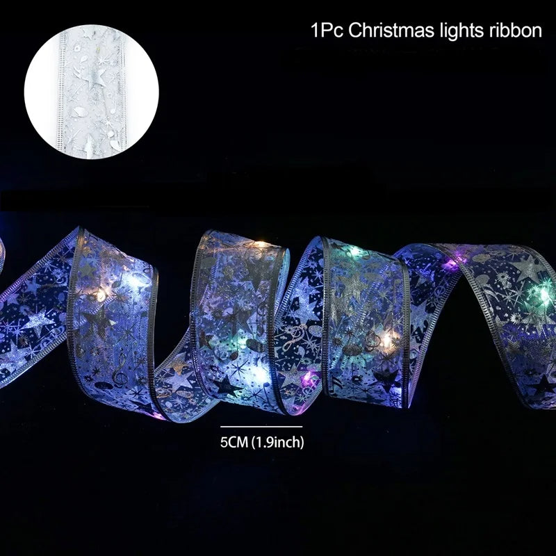 Christmas ribbon fairy lights