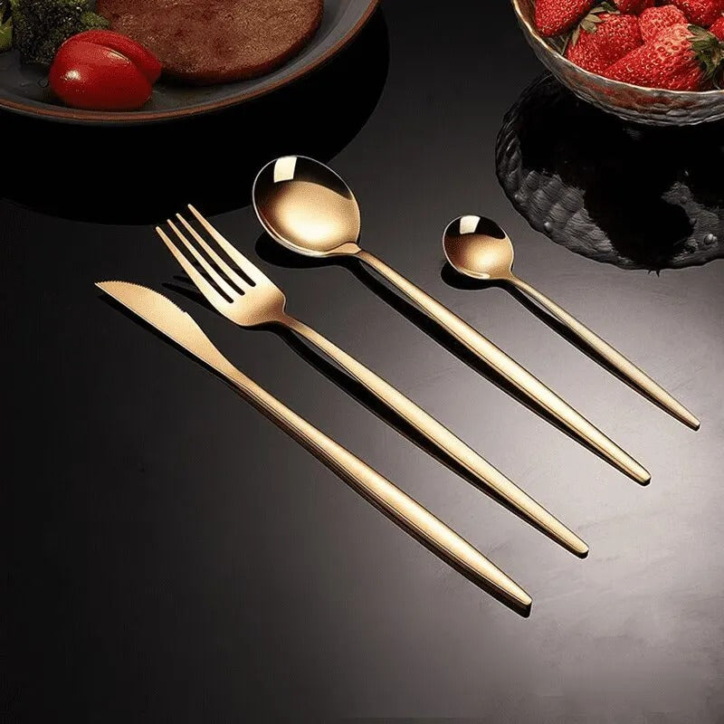 Stainless steel gold tableware