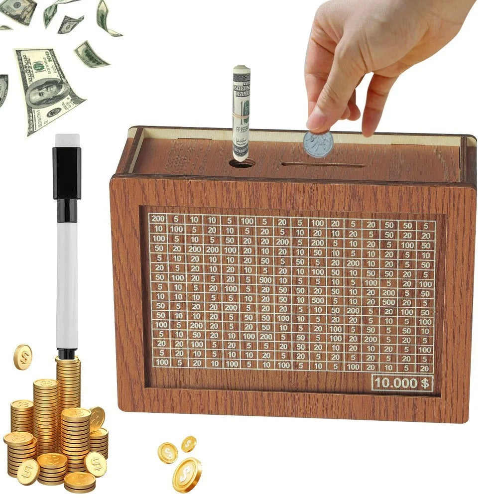 wooden piggy bank