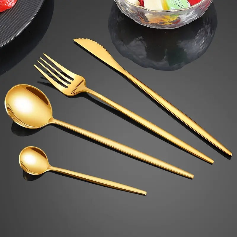 Stainless steel gold tableware