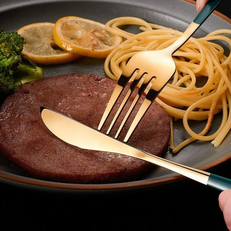 Stainless steel gold tableware