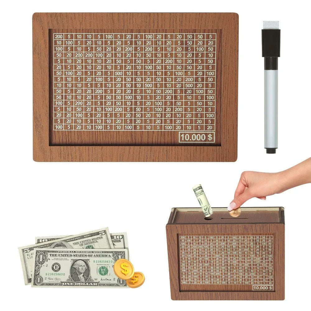 wooden piggy bank