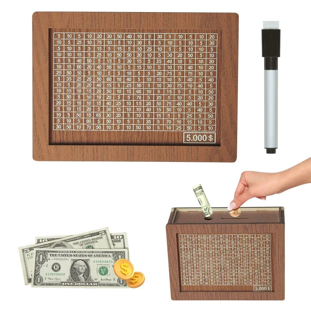 wooden piggy bank