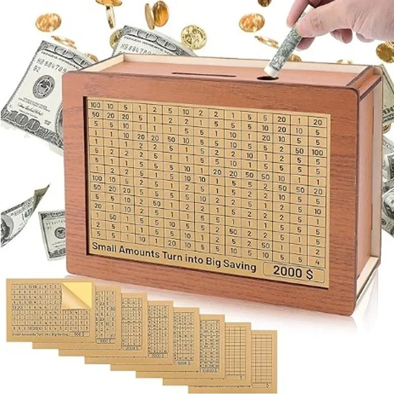 wooden piggy bank