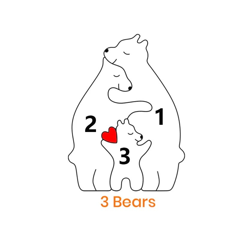 Personal wooden bear family