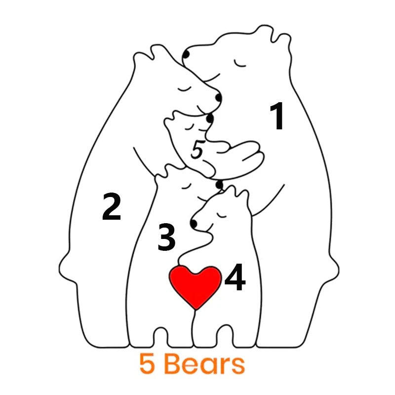 Personal wooden bear family