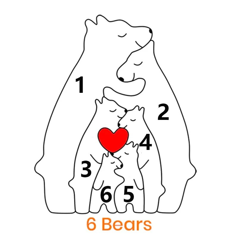 Personal wooden bear family