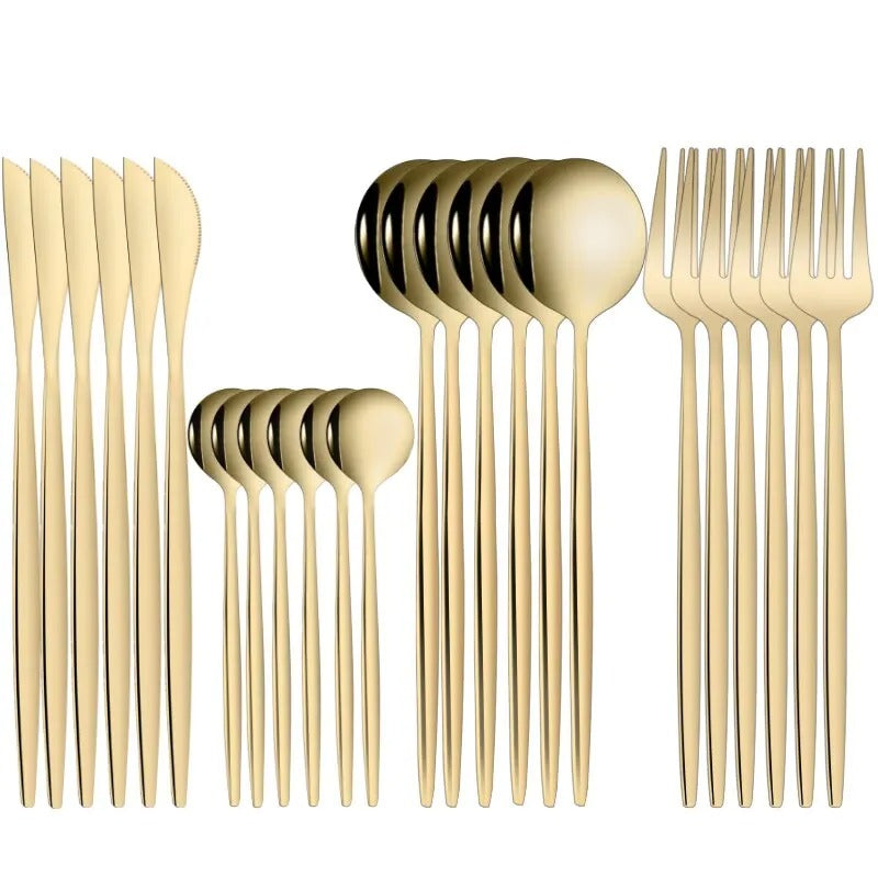 Stainless steel gold tableware