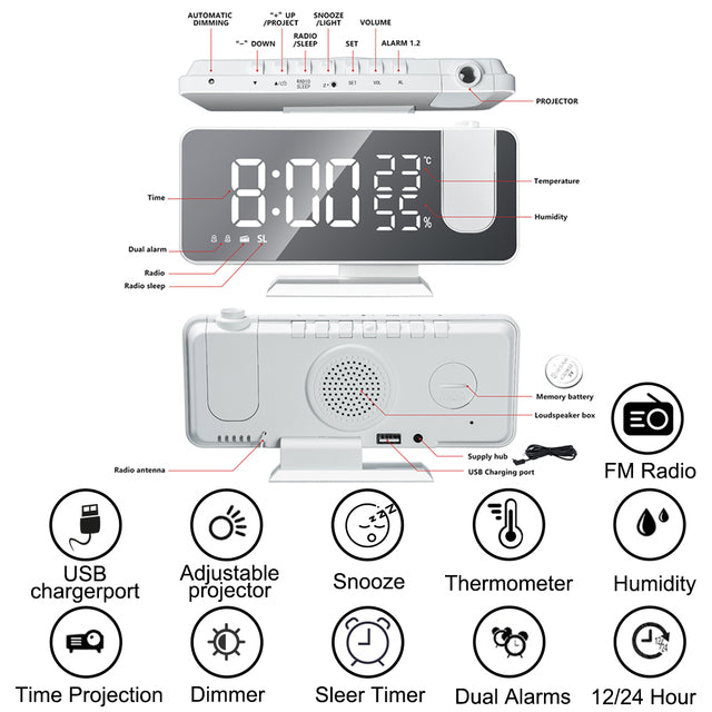 LED digital smart alarm clock